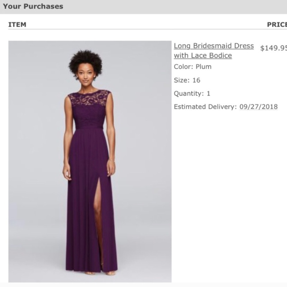 David’s Bridal Bridesmaids Dress, Style F19328